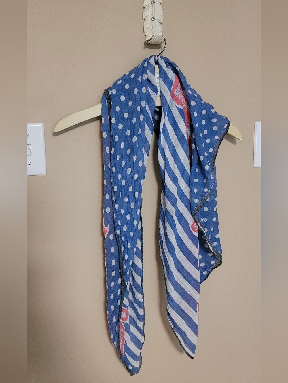 💜2 for $10💜 Bundle and save Blue Polka Dot & Striped Lightweight Square Scarf